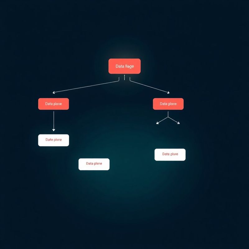 Diagrama de arquitectura técnica con flujo de datos en tonos medianoche y coral